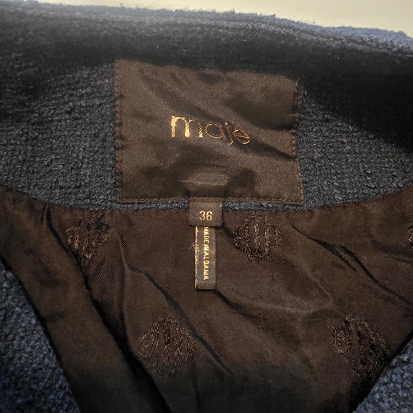 Maje Bimarine Tweed Jacket Long sleeves Crewneck Front button closure Size S - Picture 4 of 9